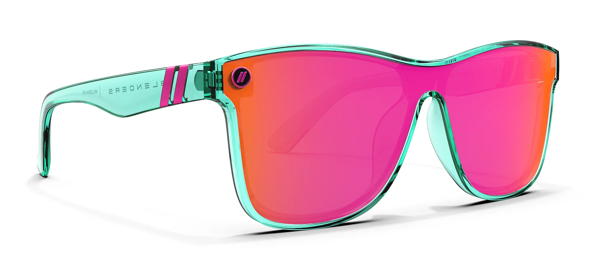 Dance Electric Polarised Sunglasses Hot Pink Shield Lens Teal Cat Eye Frame