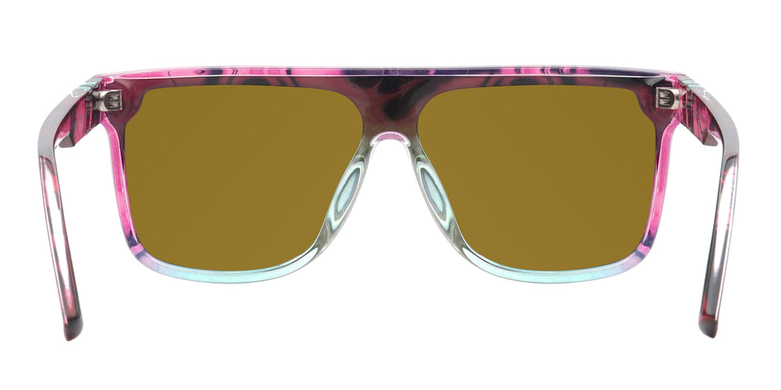 Buttery Bros SciFi Shield Sunglasses Pink Revo Lenses with Teal Frames
